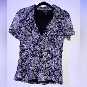 INC International Concepts Women's Monochrome Floral Blouse
